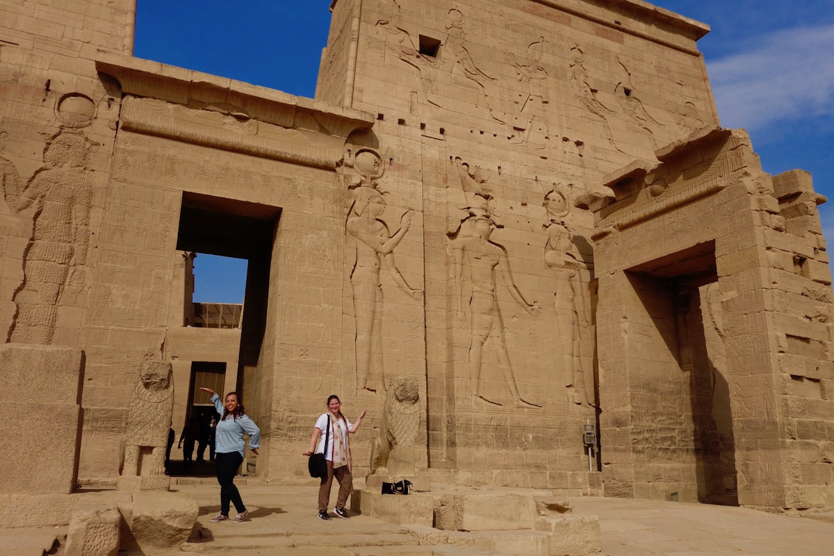 Posing inside Philae Temple in Aswan