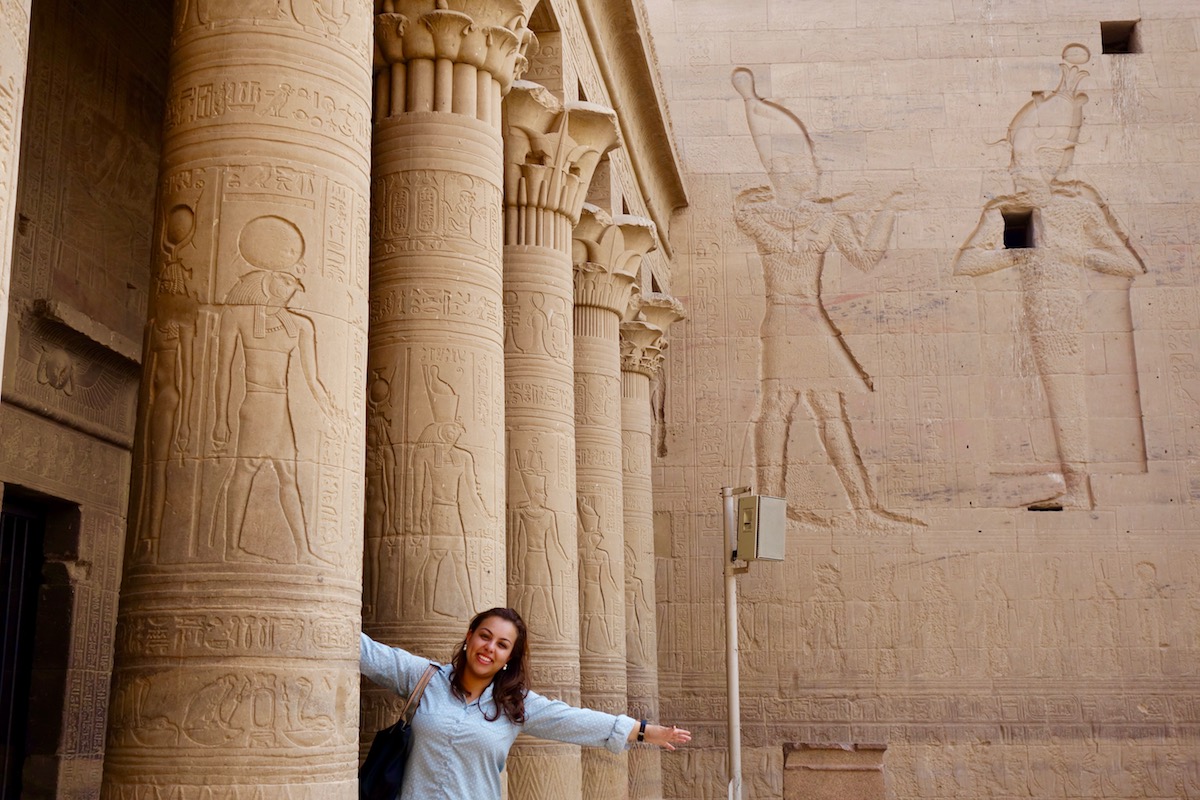 Standing inside Philae Temple in Aswan